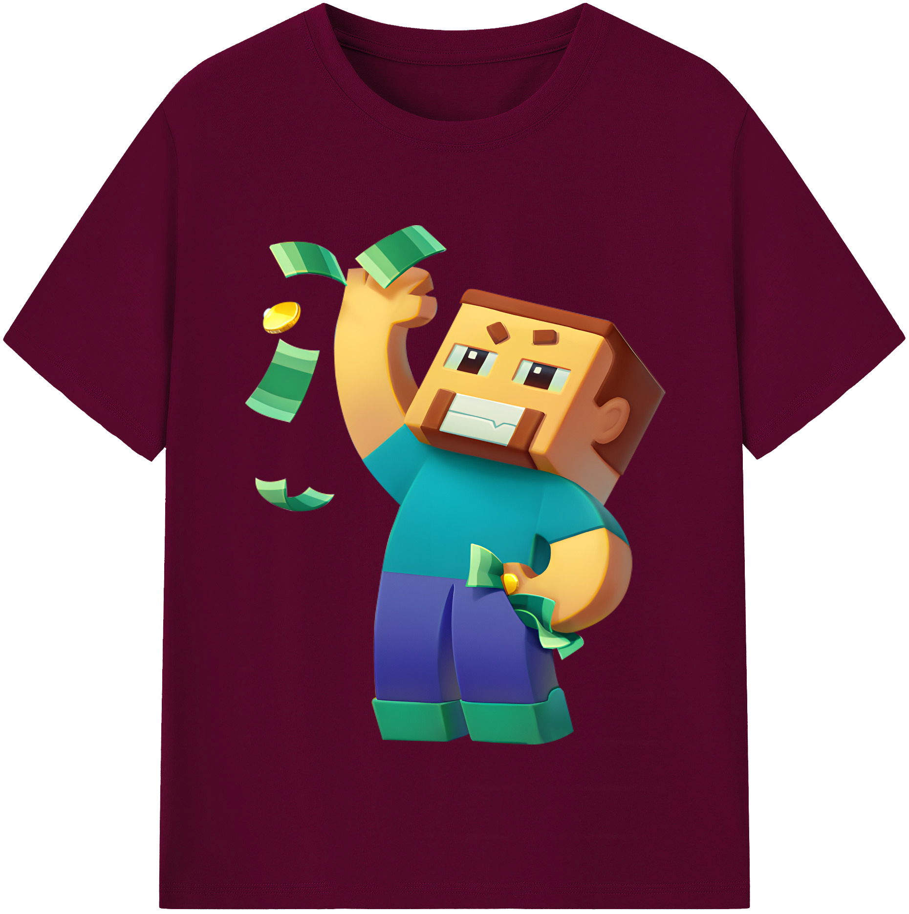 （画像用） マインクラフト ブロックの世界 Minecraft MC Block world レディースカジュアルプリントTシャツ（綿100％）